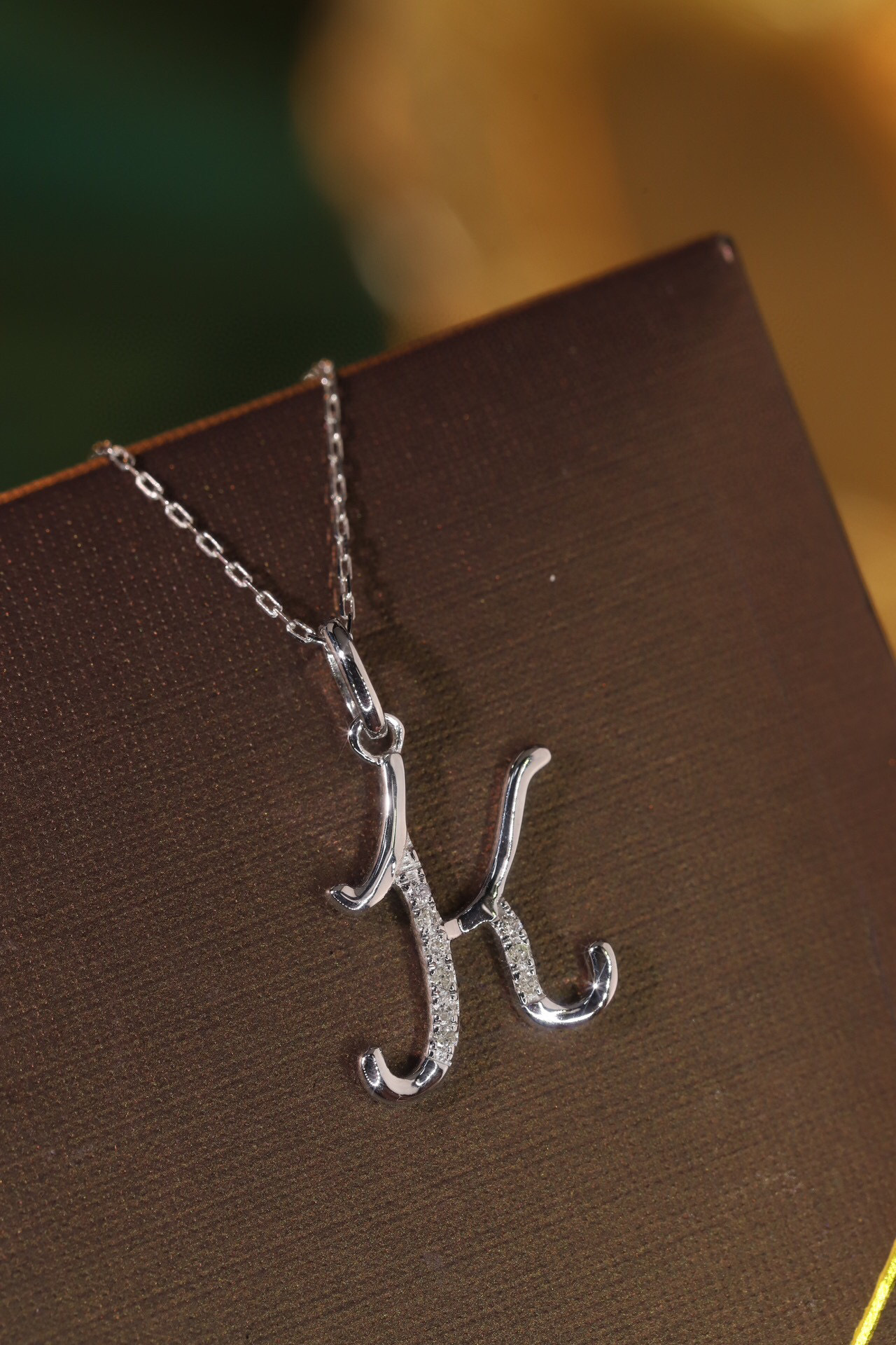 18k Gold Necklace with the Letter "K" Inlaid with 0.05ct Natural Diamond