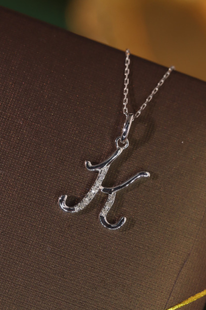 18k Gold Necklace with the Letter "K" Inlaid with 0.05ct Natural Diamond