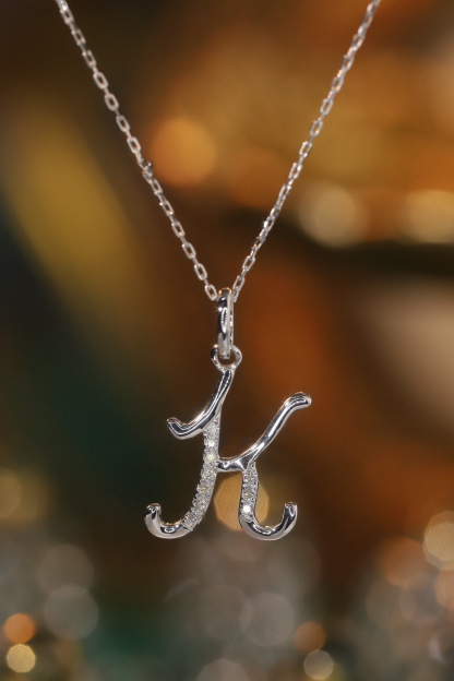 18k Gold Necklace with the Letter "K" Inlaid with 0.05ct Natural Diamond