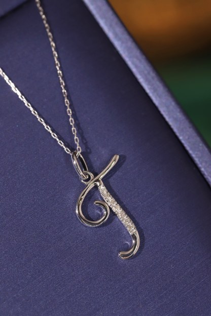 18k Gold Necklace with the Letter "T" Inlaid with 0.05ct Natural Diamond