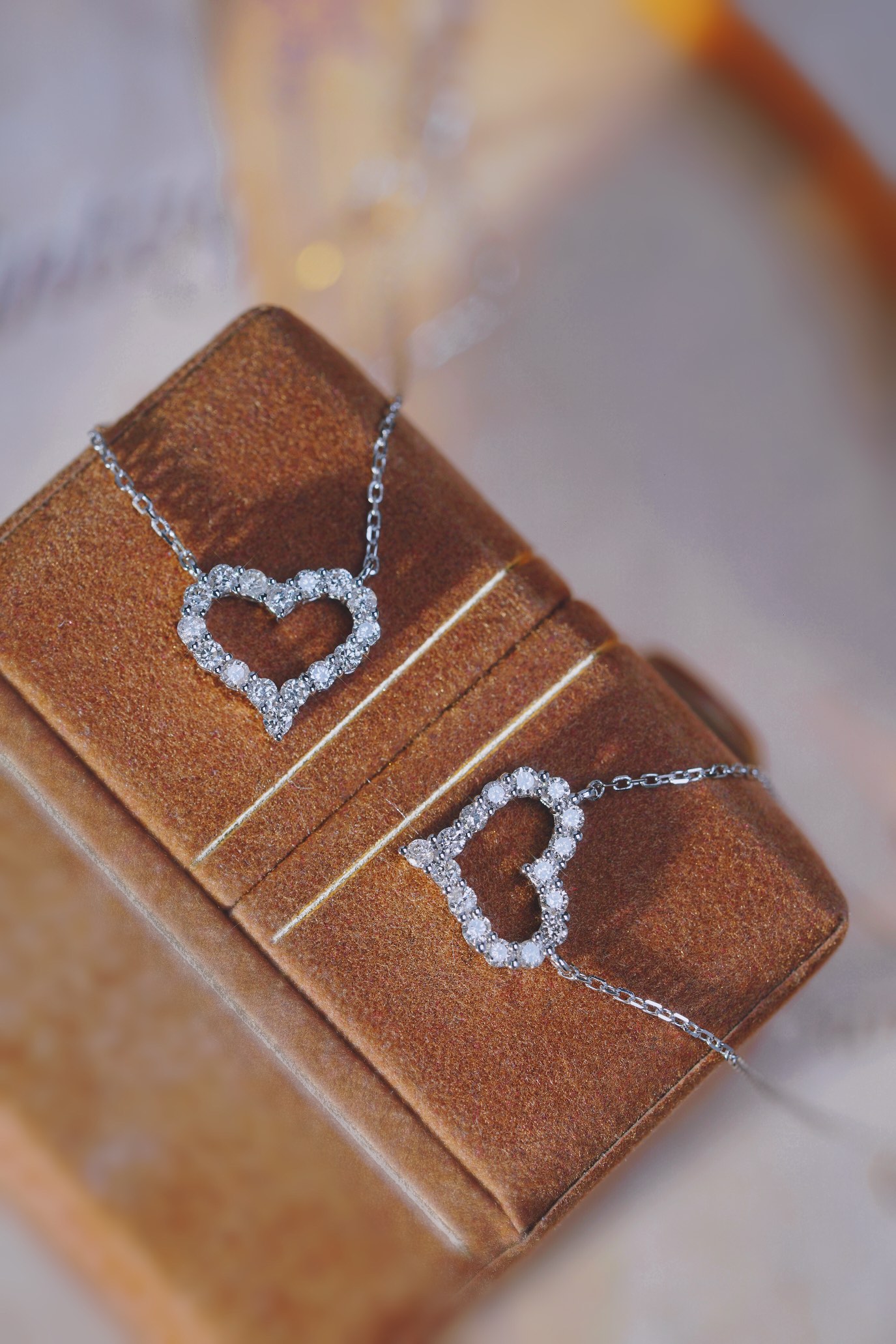18k Gold Necklace with Heart Design, Natural Diamond 0.32ct