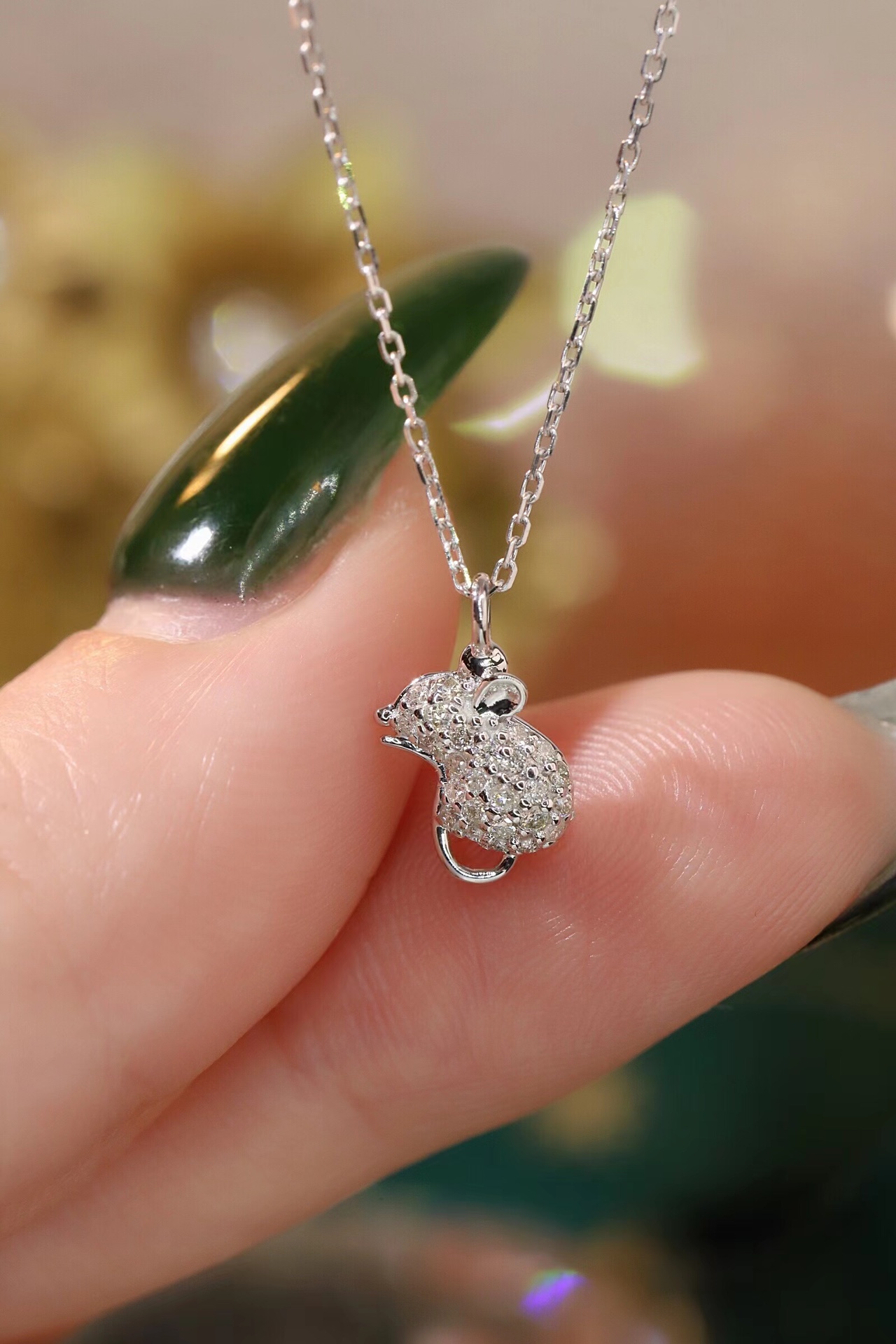 18k Gold Necklace, Chinese Cultural Elements Zodiac Series – Rat, Natural Diamond 0.15ct Chinese Zodiac