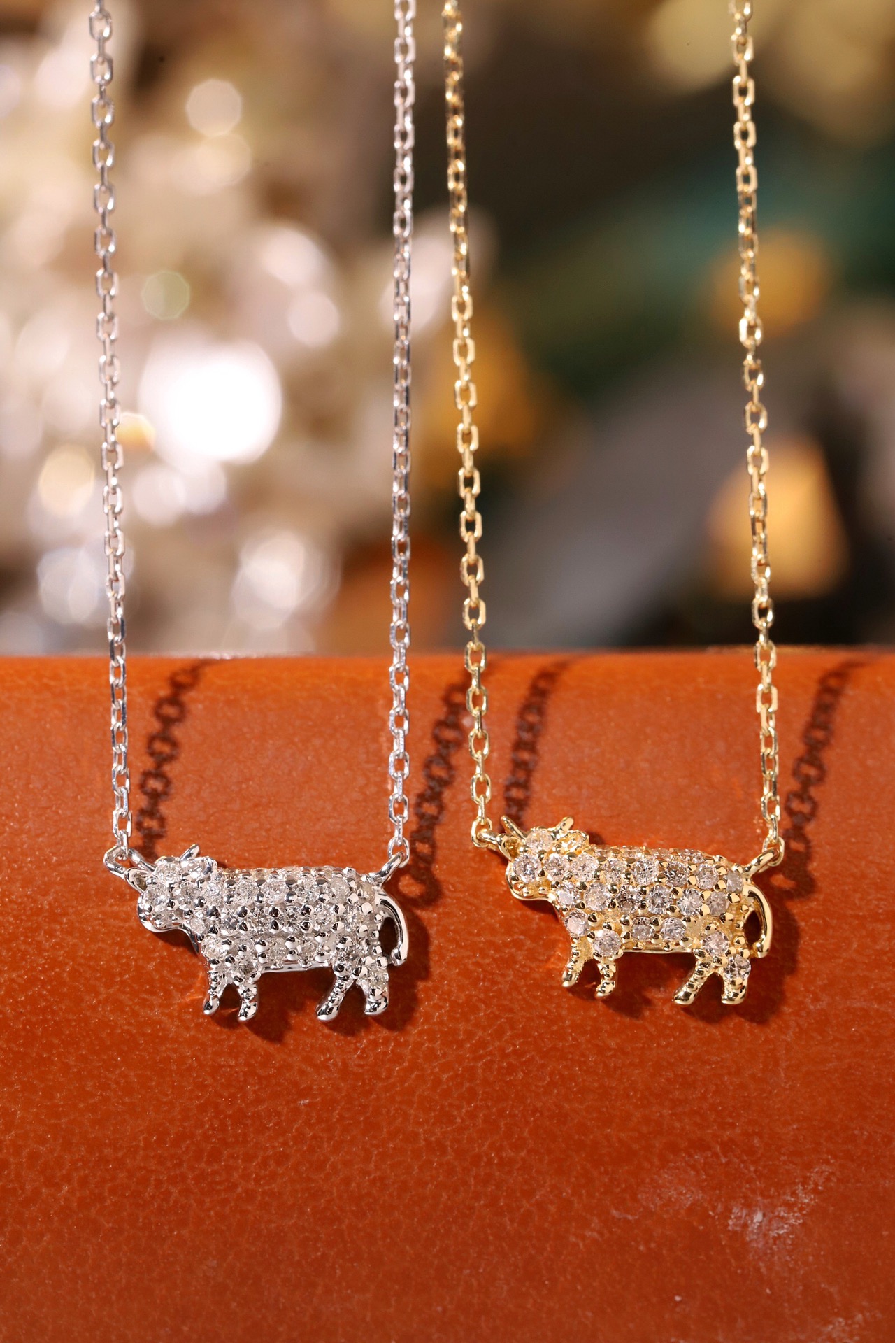 18k Gold Necklace, Chinese Cultural Elements Zodiac Series – Ox, Natural Diamond 0.15ct Chinese Zodiac