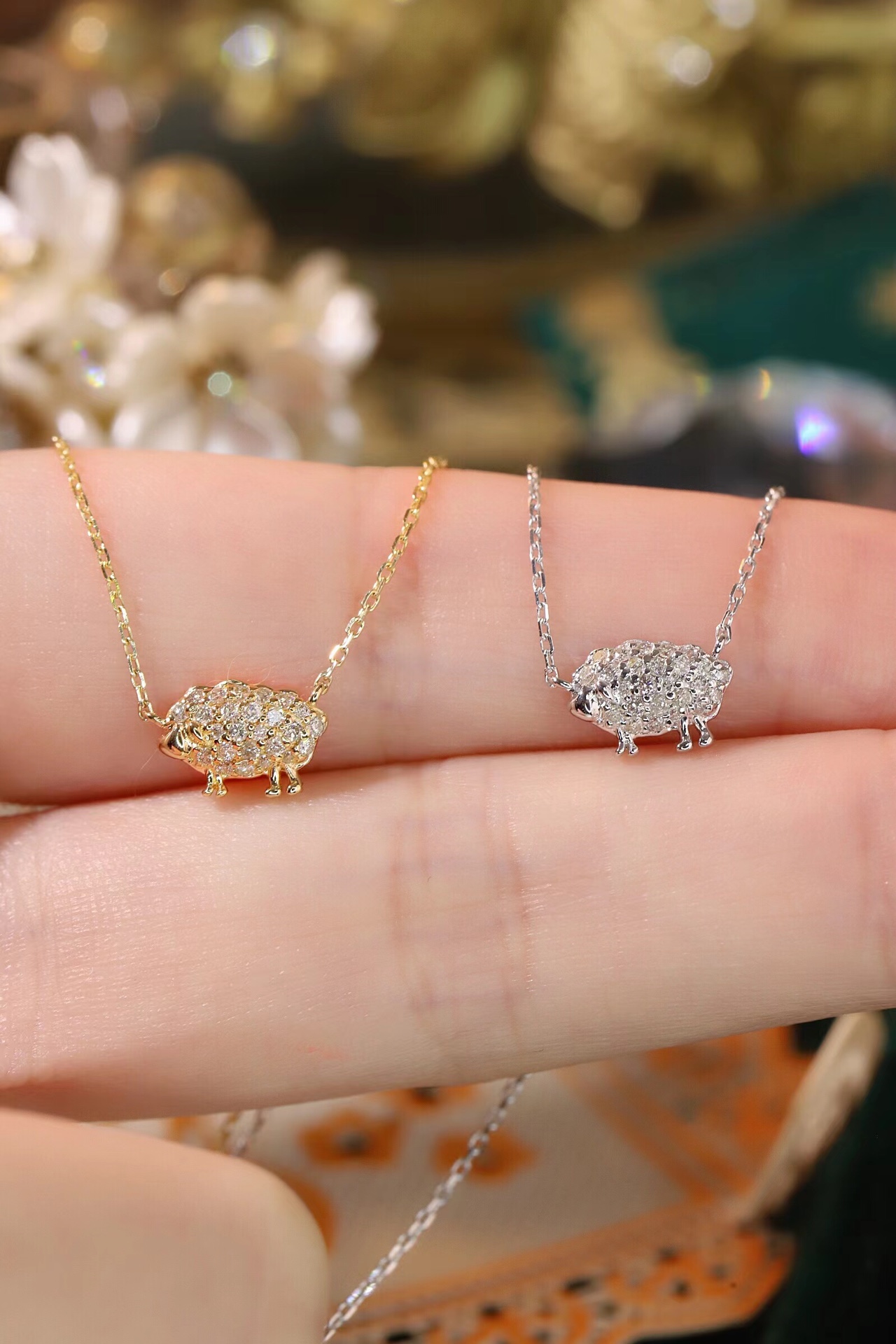 [Copy]18k Gold Necklace, Chinese Cultural Elements Zodiac Series – Sheep, Natural Diamond 0.15ct Chinese Zodiac