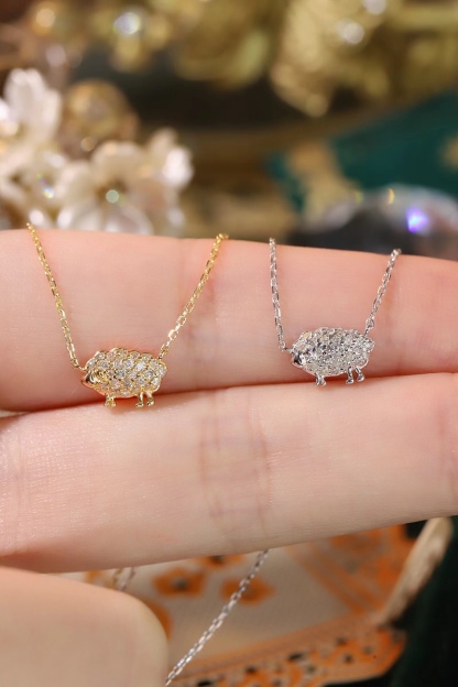 [Copy]18k Gold Necklace, Chinese Cultural Elements Zodiac Series – Sheep, Natural Diamond 0.15ct Chinese Zodiac