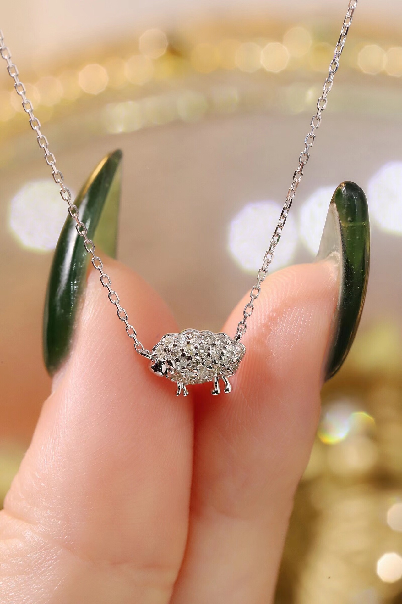 [Copy]18k Gold Necklace, Chinese Cultural Elements Zodiac Series – Sheep, Natural Diamond 0.15ct Chinese Zodiac