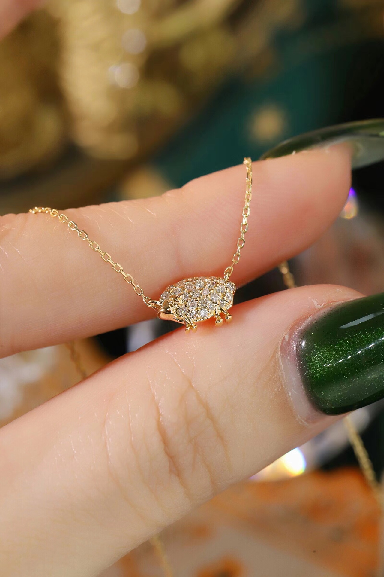 [Copy]18k Gold Necklace, Chinese Cultural Elements Zodiac Series – Sheep, Natural Diamond 0.15ct Chinese Zodiac