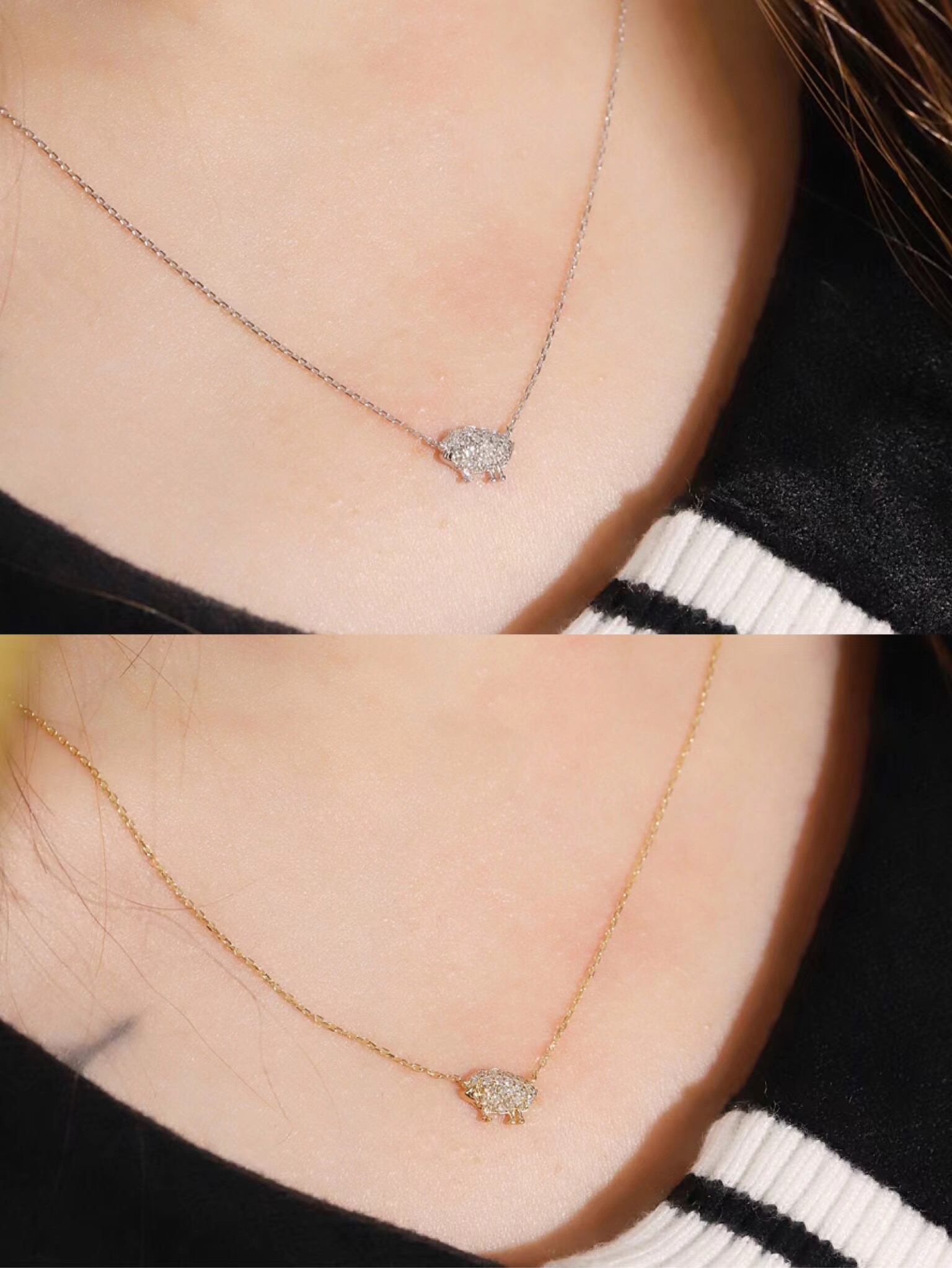 [Copy]18k Gold Necklace, Chinese Cultural Elements Zodiac Series – Sheep, Natural Diamond 0.15ct Chinese Zodiac