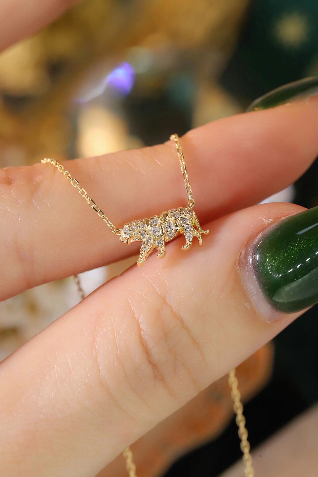 18k Gold Necklace, Chinese Cultural Elements Zodiac Series – Tiger, Natural Diamond 0.15ct Chinese Zodiac