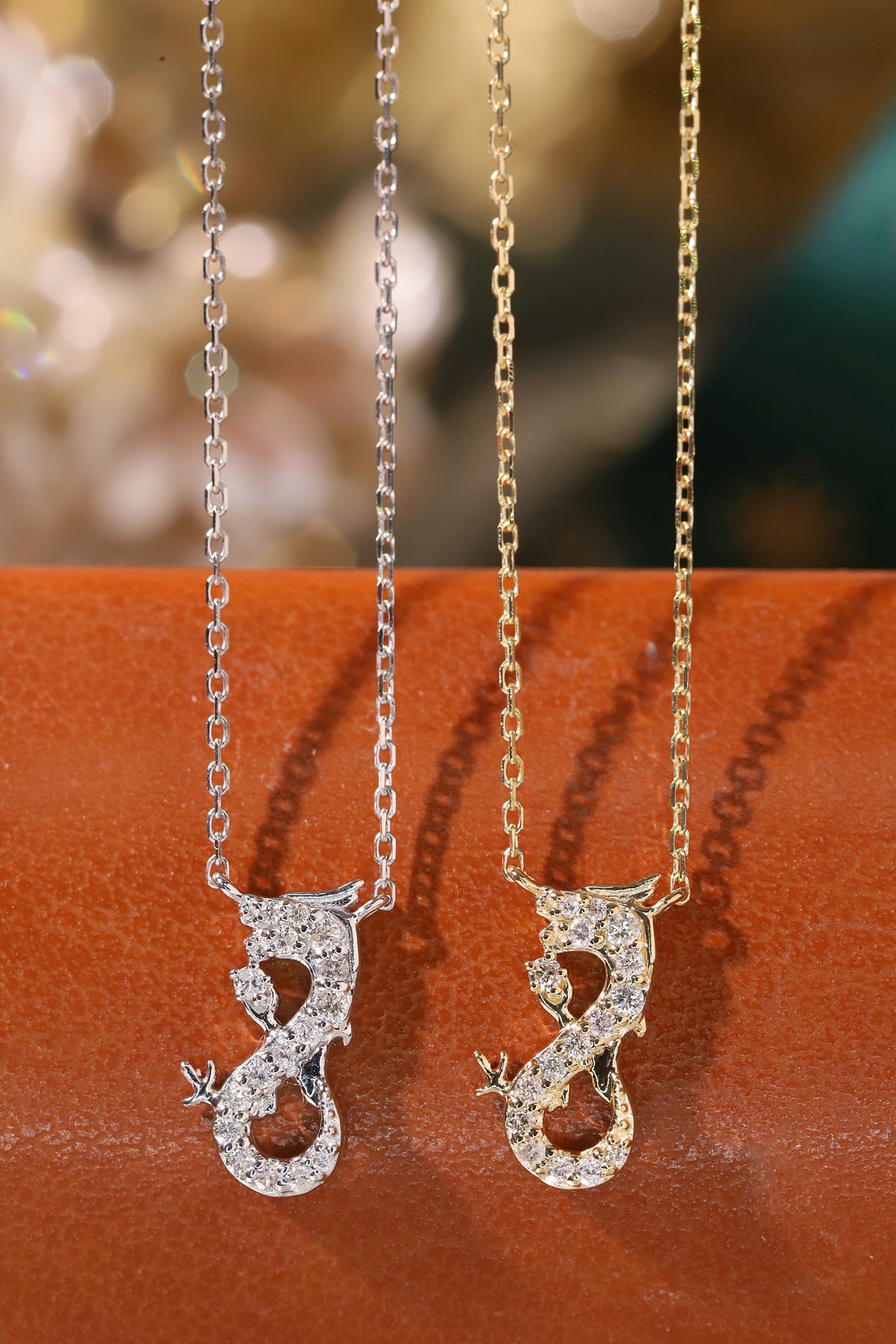 18k Gold Necklace, Chinese Cultural Elements Zodiac Series – Dragon, Natural Diamond 0.10ct Chinese Zodiac