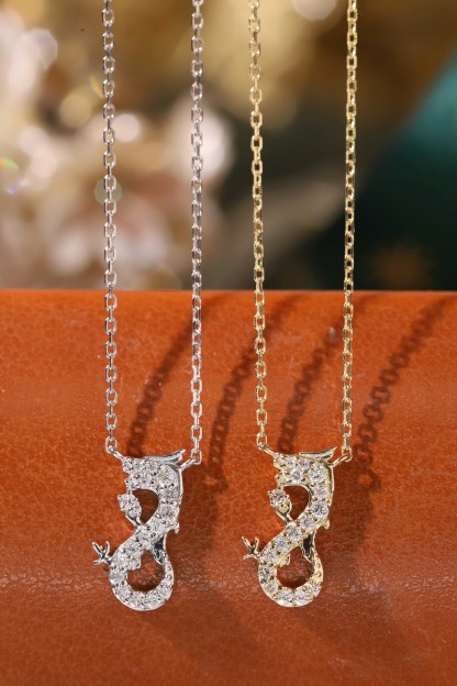 18k Gold Necklace, Chinese Cultural Elements Zodiac Series – Dragon, Natural Diamond 0.10ct Chinese Zodiac