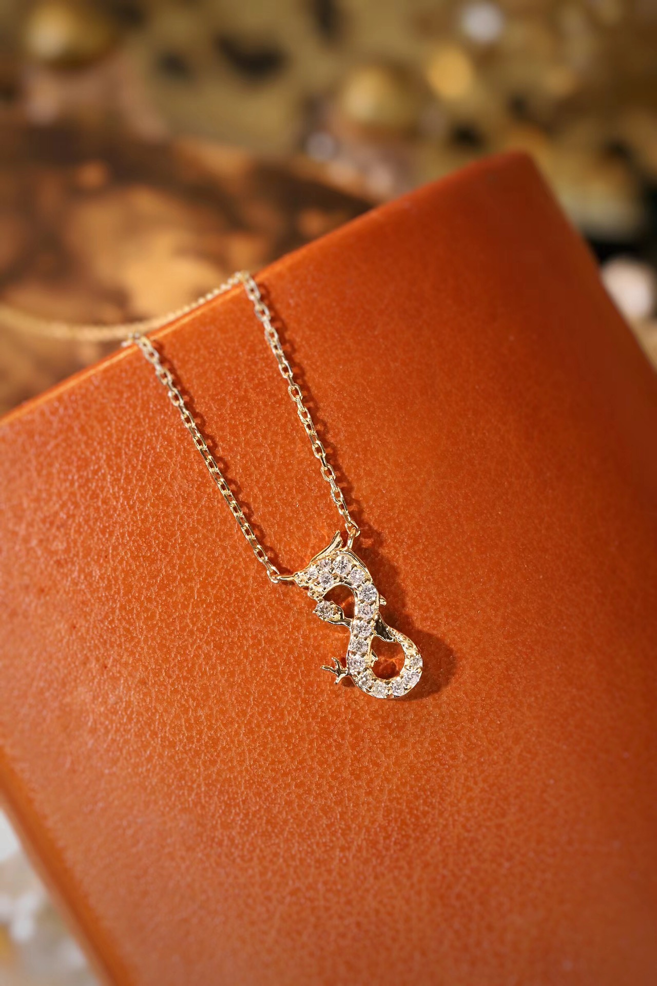 18k Gold Necklace, Chinese Cultural Elements Zodiac Series – Dragon, Natural Diamond 0.10ct Chinese Zodiac