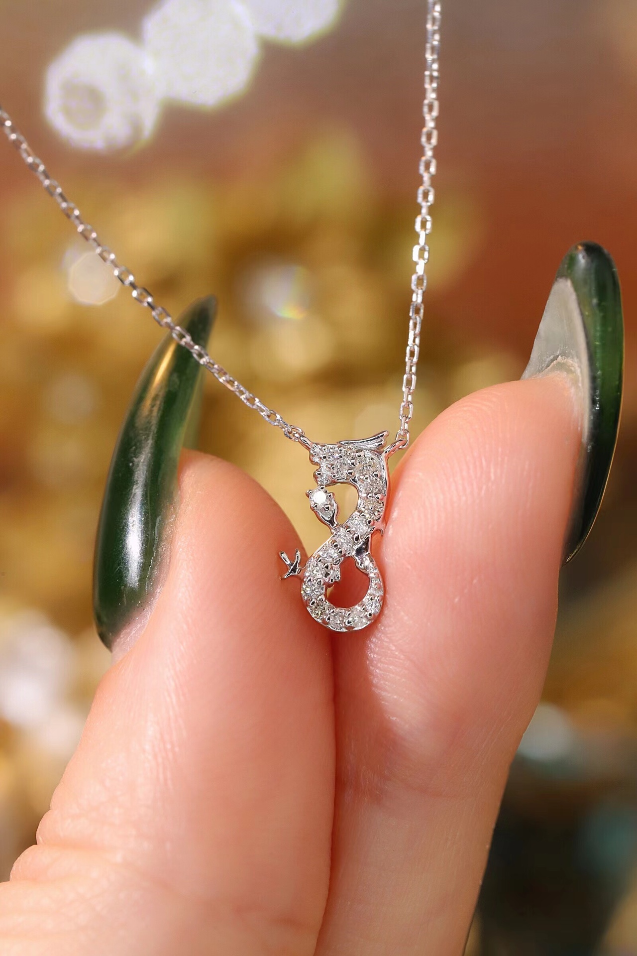 18k Gold Necklace, Chinese Cultural Elements Zodiac Series – Dragon, Natural Diamond 0.10ct Chinese Zodiac