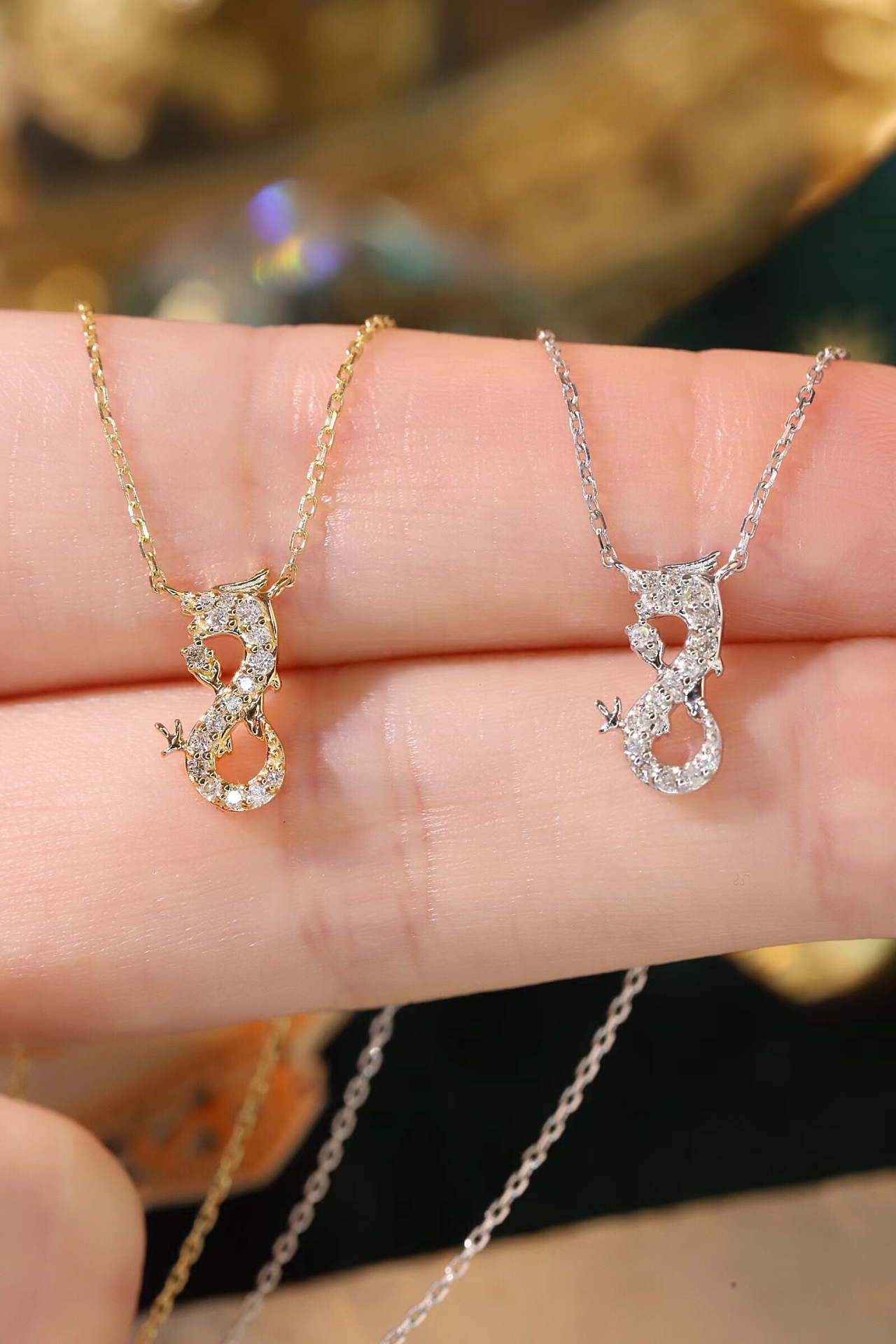 18k Gold Necklace, Chinese Cultural Elements Zodiac Series – Dragon, Natural Diamond 0.10ct Chinese Zodiac