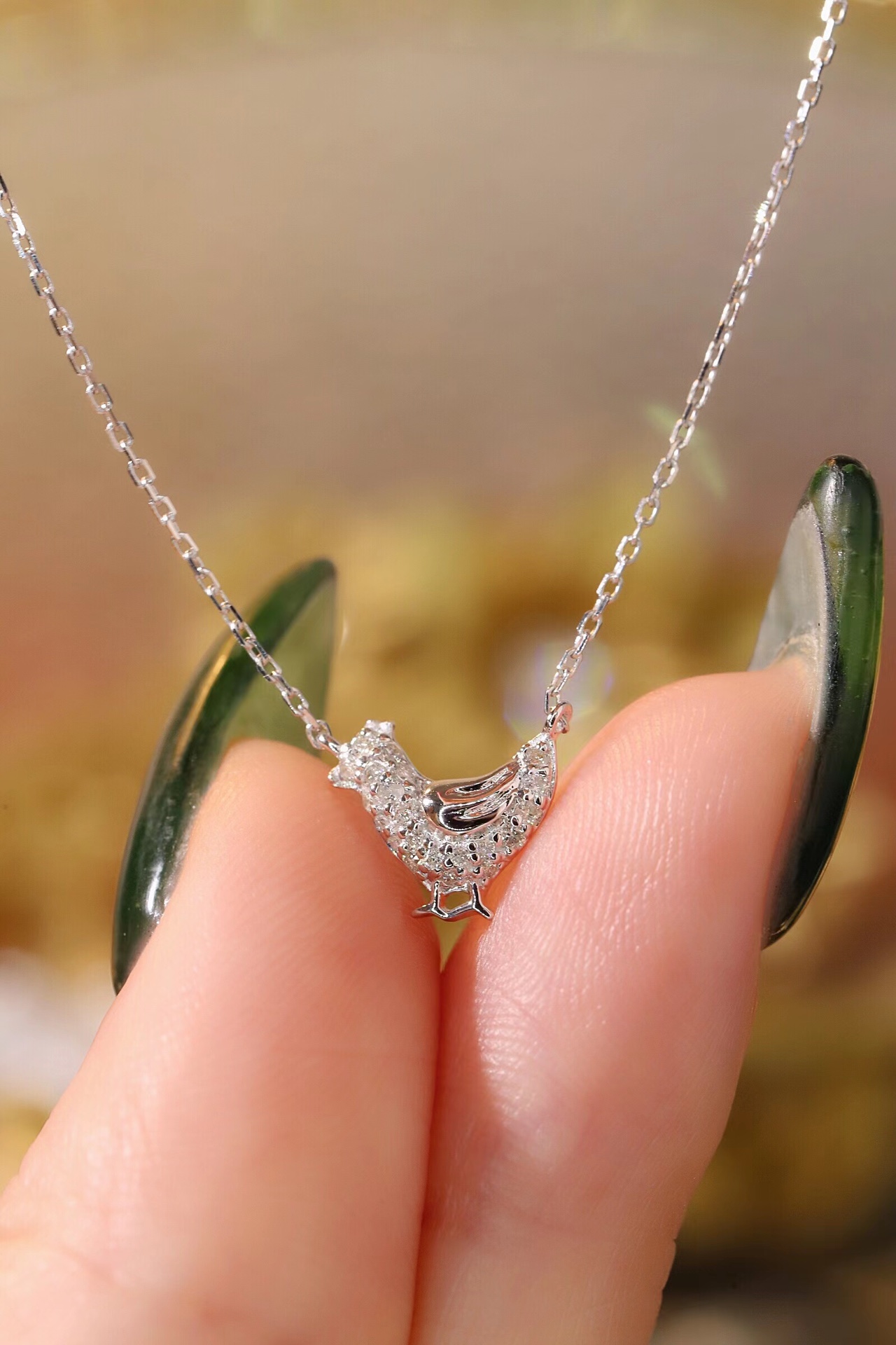 18k Gold Necklace, Chinese Cultural Elements Zodiac Series – Chick, Natural Diamond 0.10ct Chinese Zodiac