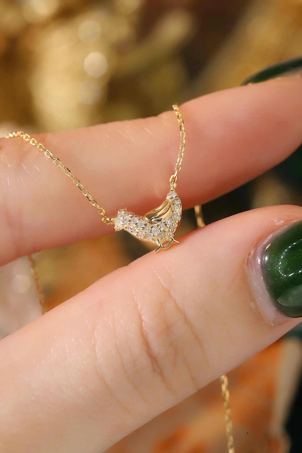 18k Gold Necklace, Chinese Cultural Elements Zodiac Series – Chick, Natural Diamond 0.10ct Chinese Zodiac