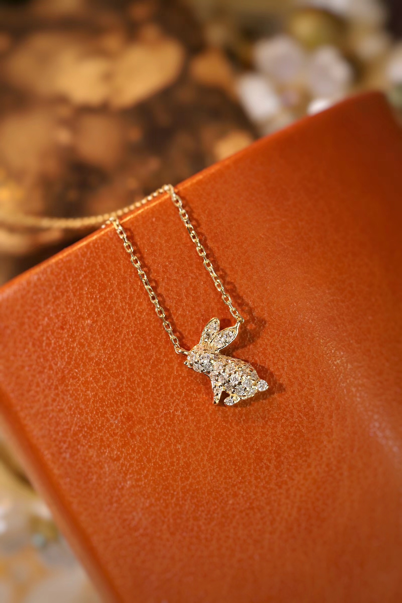 18k Gold Necklace, Chinese Cultural Elements Zodiac Series – Rabbit, Natural Diamond 0.10ct Chinese Zodiac