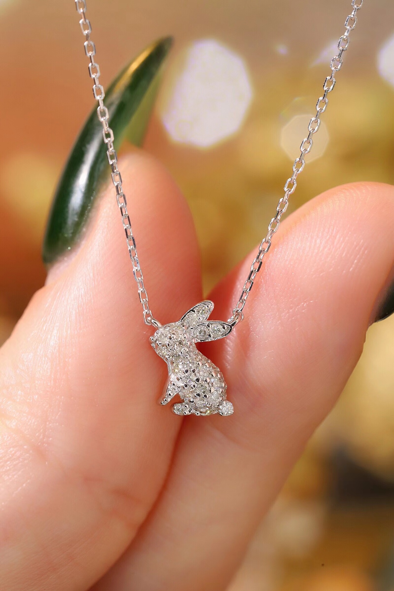 18k Gold Necklace, Chinese Cultural Elements Zodiac Series – Rabbit, Natural Diamond 0.10ct Chinese Zodiac