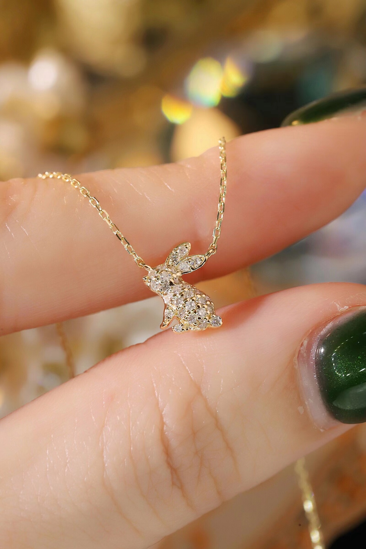 18k Gold Necklace, Chinese Cultural Elements Zodiac Series – Rabbit, Natural Diamond 0.10ct Chinese Zodiac
