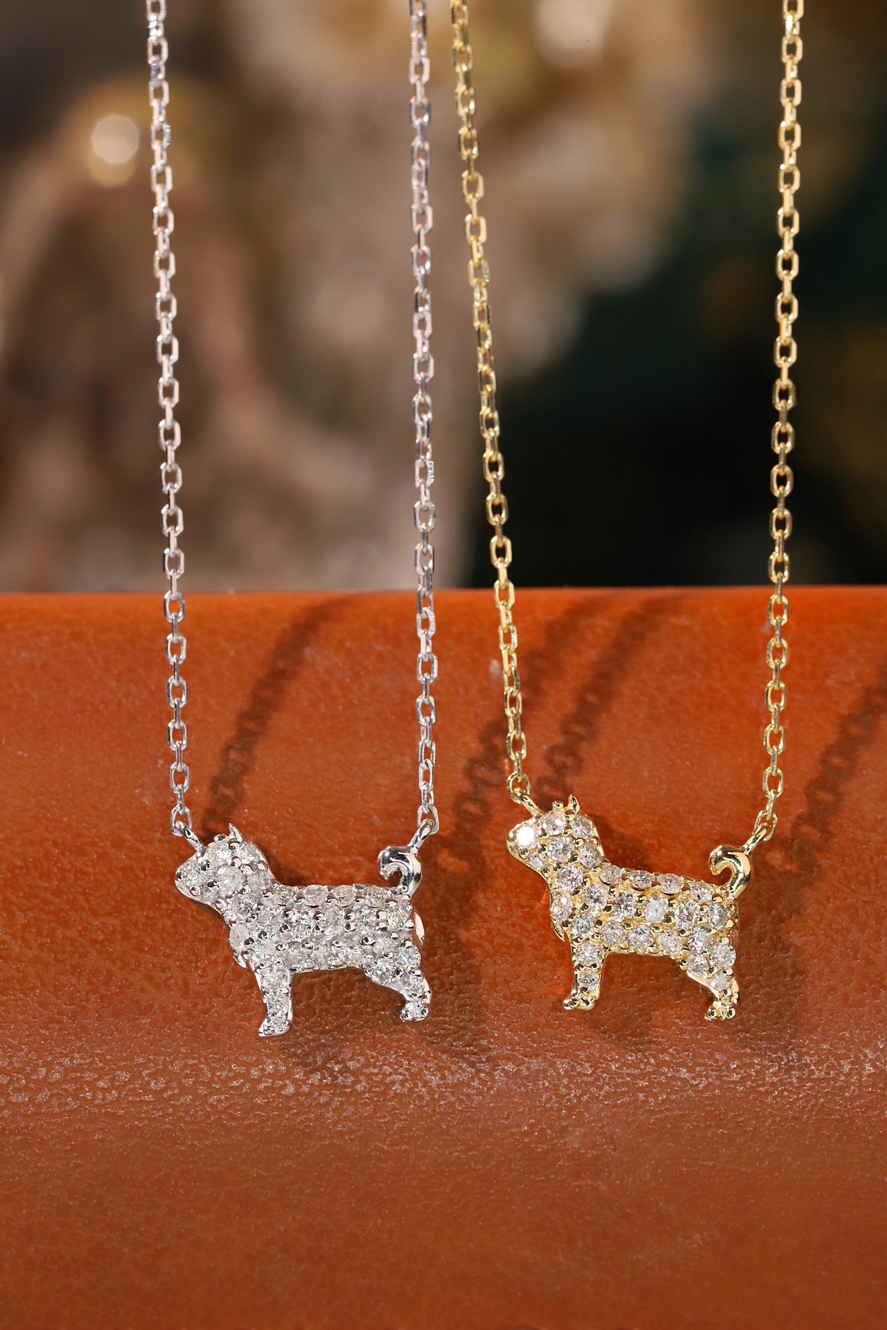 18k Gold Necklace, Chinese Cultural Elements Zodiac Series – Dog, Natural Diamond 0.16ct Chinese Zodiac