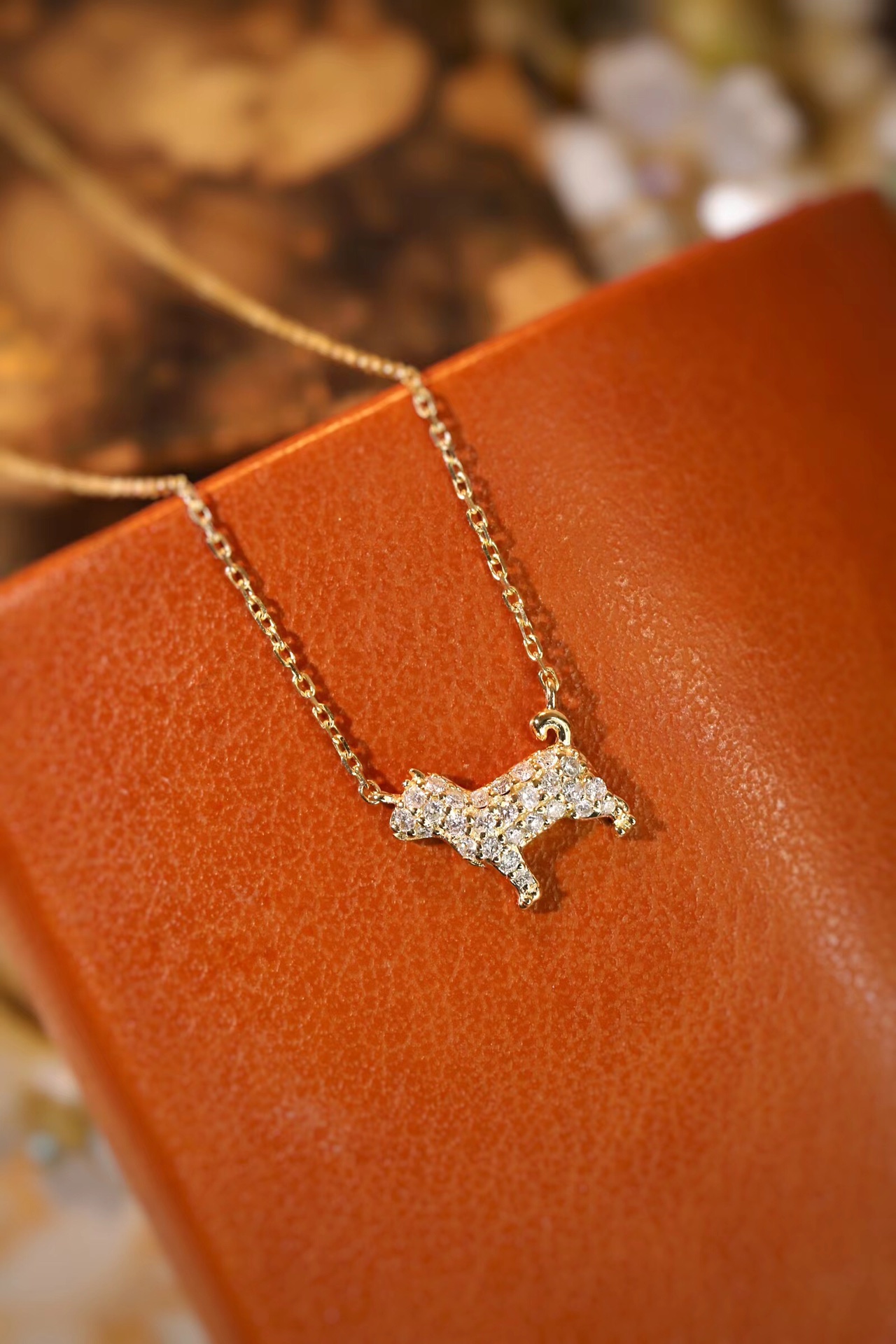 18k Gold Necklace, Chinese Cultural Elements Zodiac Series – Dog, Natural Diamond 0.16ct Chinese Zodiac