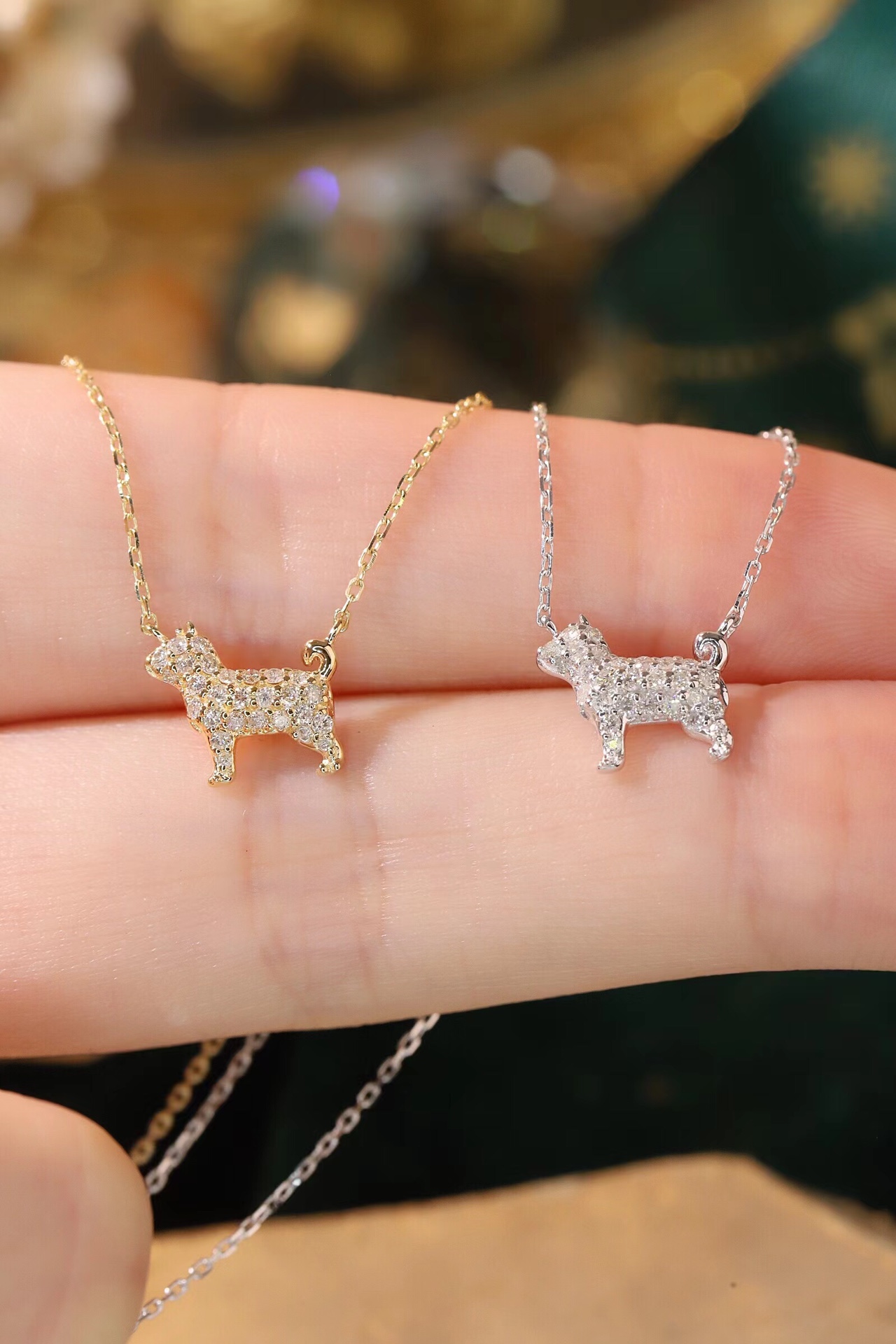 18k Gold Necklace, Chinese Cultural Elements Zodiac Series – Dog, Natural Diamond 0.16ct Chinese Zodiac