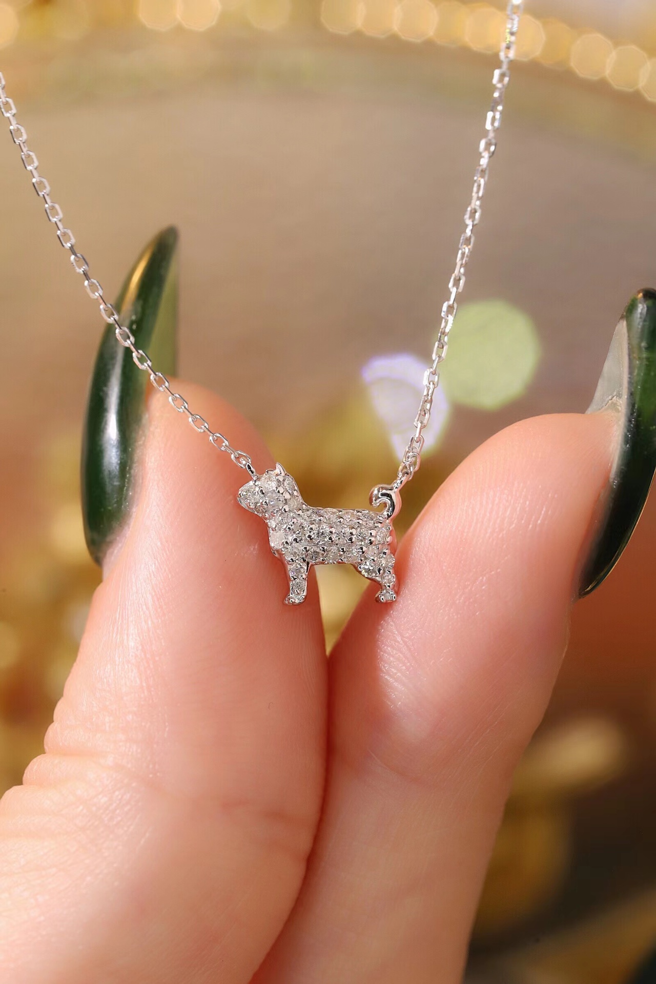 18k Gold Necklace, Chinese Cultural Elements Zodiac Series – Dog, Natural Diamond 0.16ct Chinese Zodiac