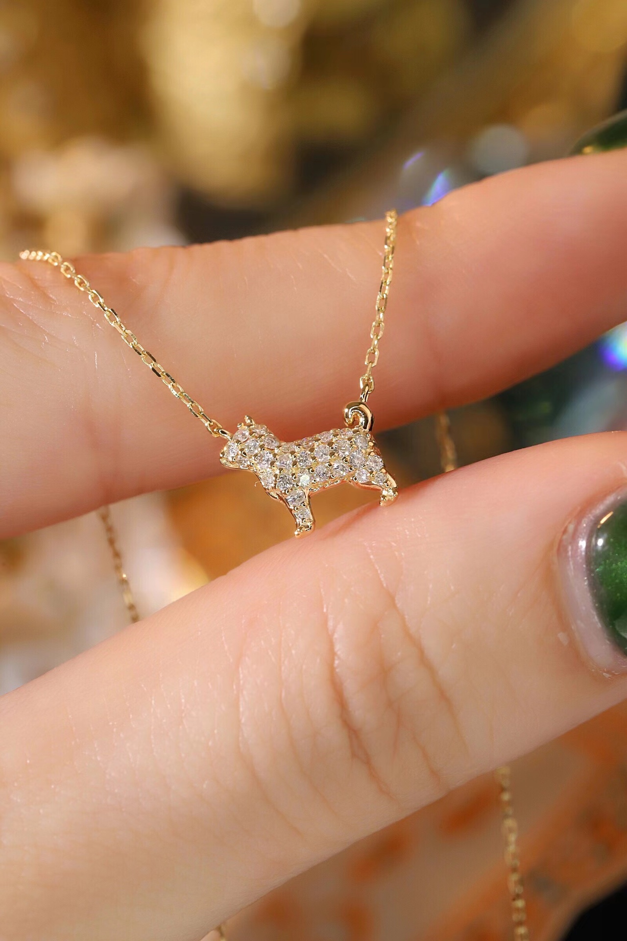 18k Gold Necklace, Chinese Cultural Elements Zodiac Series – Dog, Natural Diamond 0.16ct Chinese Zodiac
