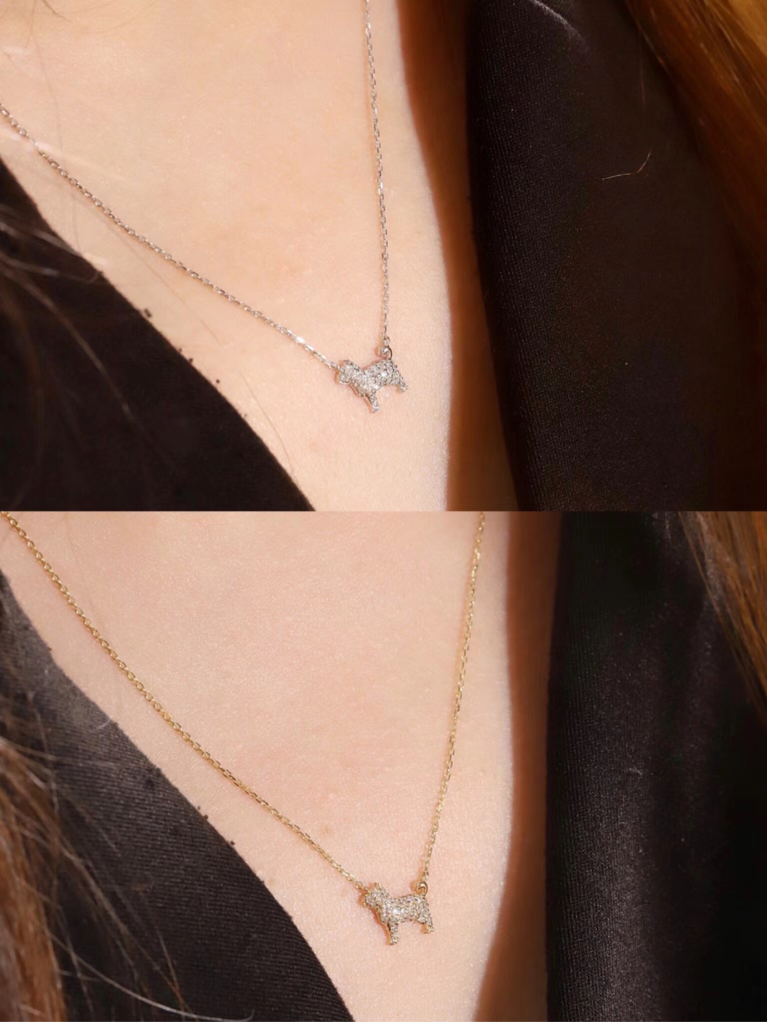 18k Gold Necklace, Chinese Cultural Elements Zodiac Series – Dog, Natural Diamond 0.16ct Chinese Zodiac
