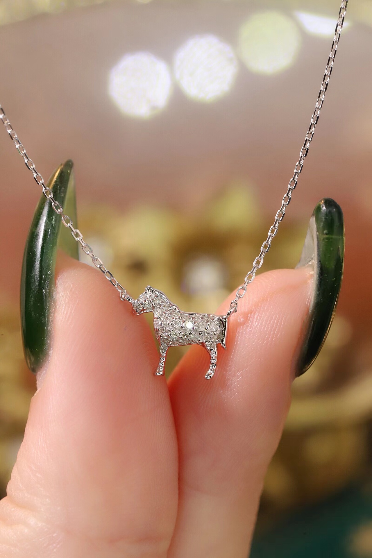 18k Gold Necklace, Chinese Cultural Elements Zodiac Series – Horse, Natural Diamond 0.12ct Chinese Zodiac