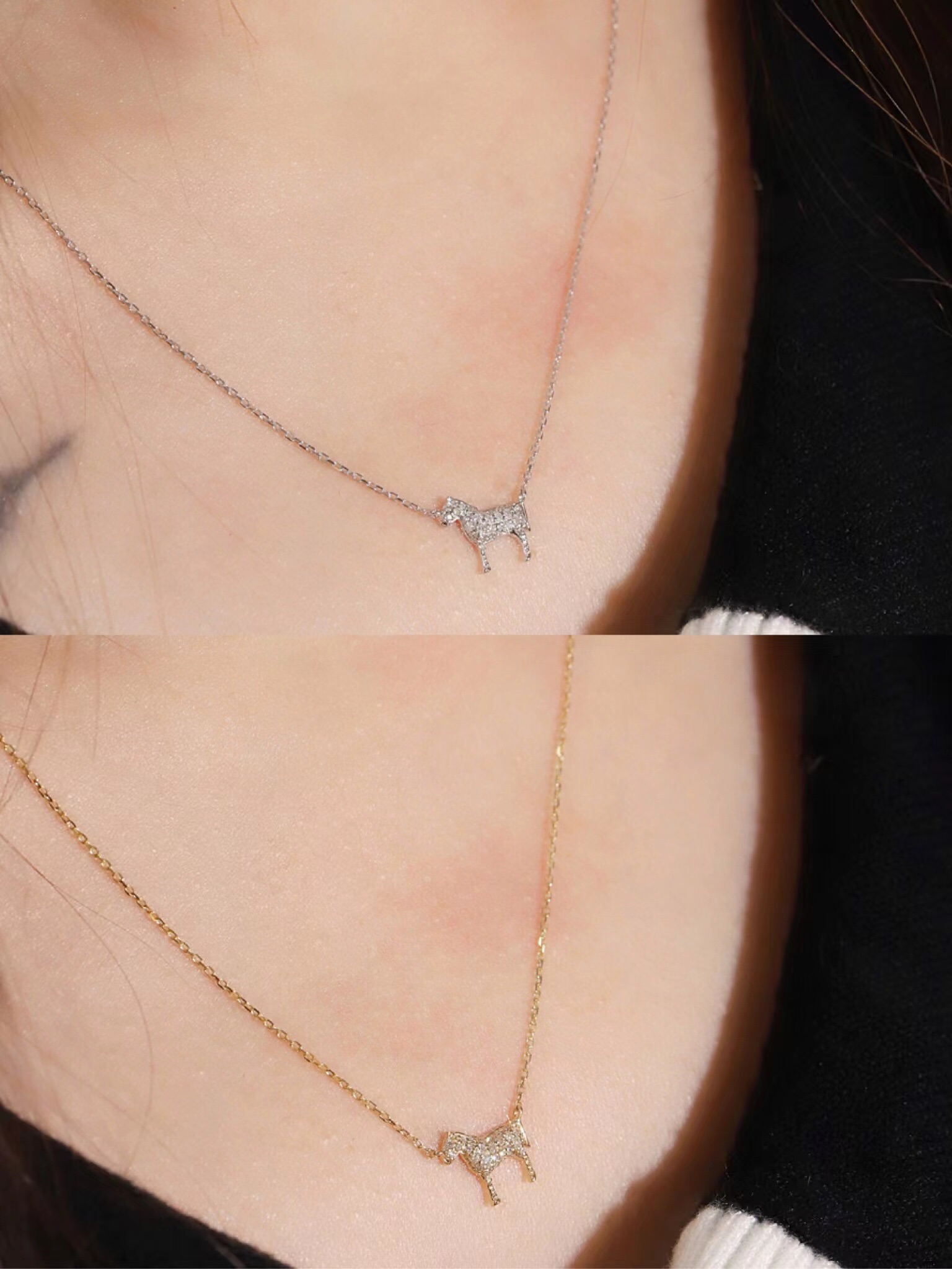 18k Gold Necklace, Chinese Cultural Elements Zodiac Series – Horse, Natural Diamond 0.12ct Chinese Zodiac