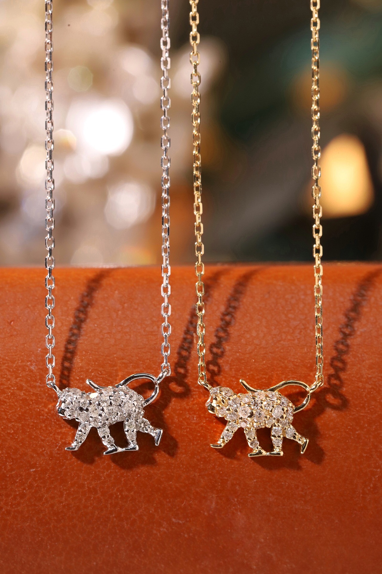 18k Gold Necklace, Chinese Cultural Elements Zodiac Series – Monkey, Natural Diamond 0.12ct Chinese Zodiac