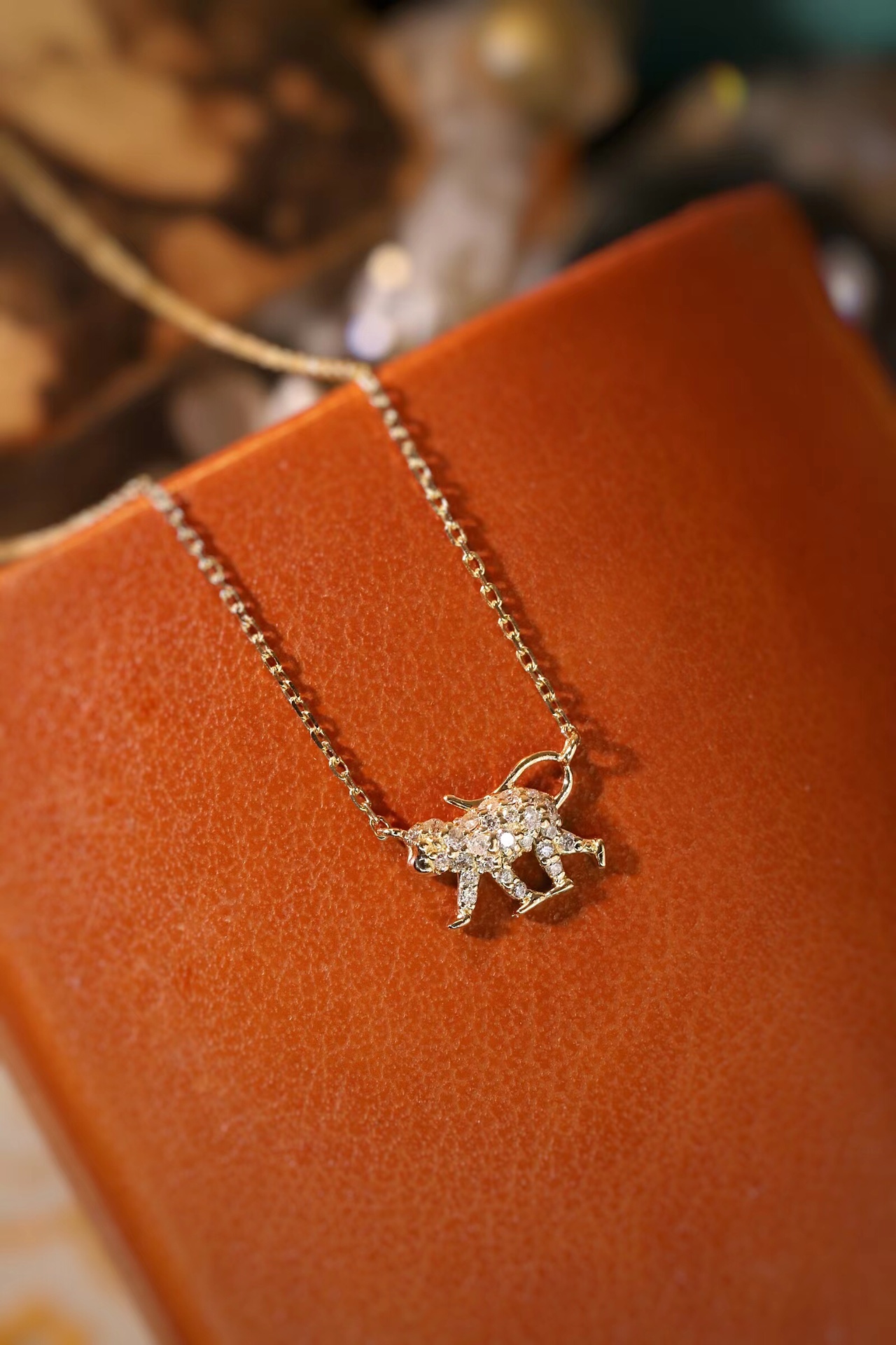 18k Gold Necklace, Chinese Cultural Elements Zodiac Series – Monkey, Natural Diamond 0.12ct Chinese Zodiac