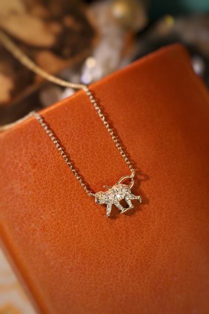18k Gold Necklace, Chinese Cultural Elements Zodiac Series – Monkey, Natural Diamond 0.12ct Chinese Zodiac