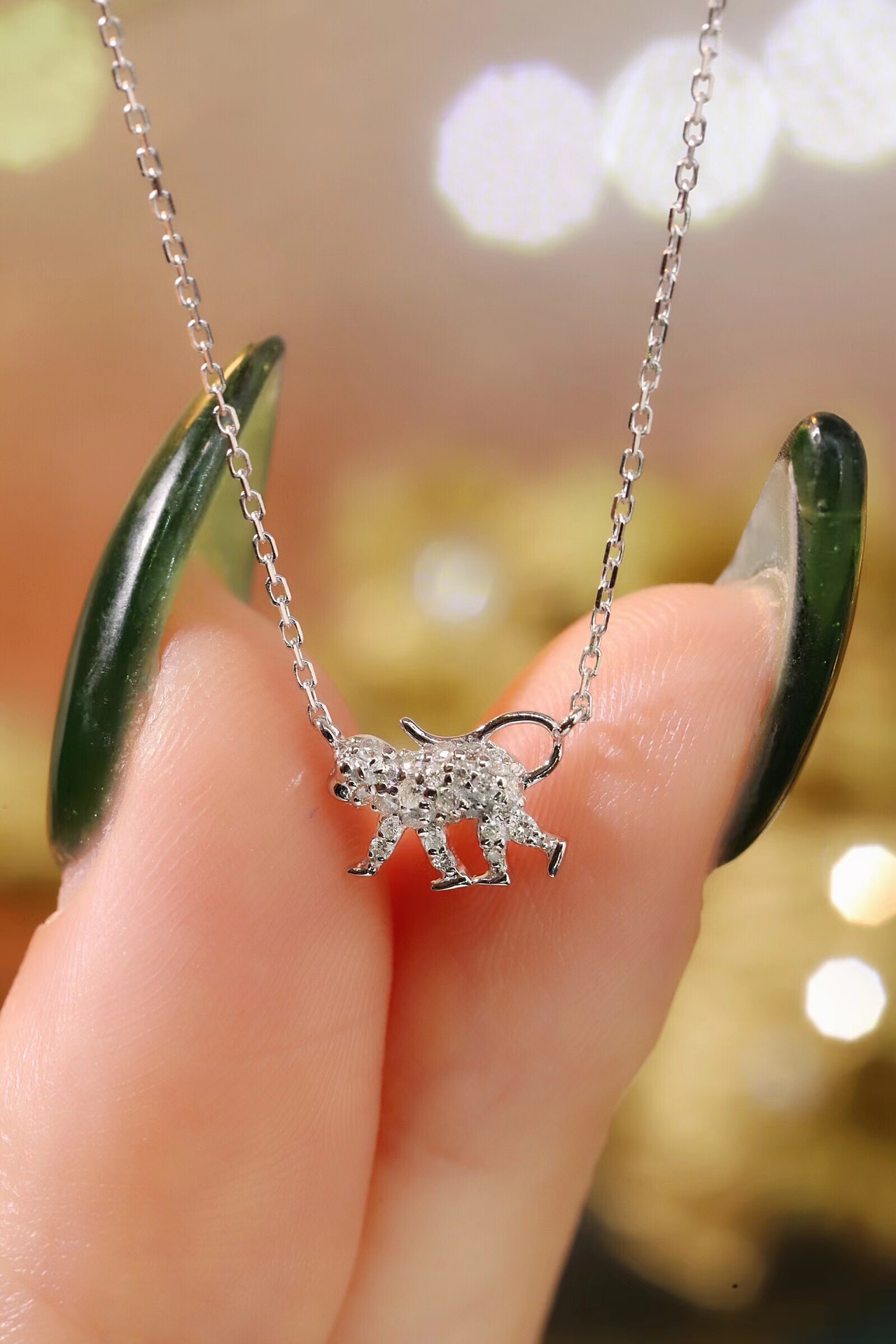 18k Gold Necklace, Chinese Cultural Elements Zodiac Series – Monkey, Natural Diamond 0.12ct Chinese Zodiac