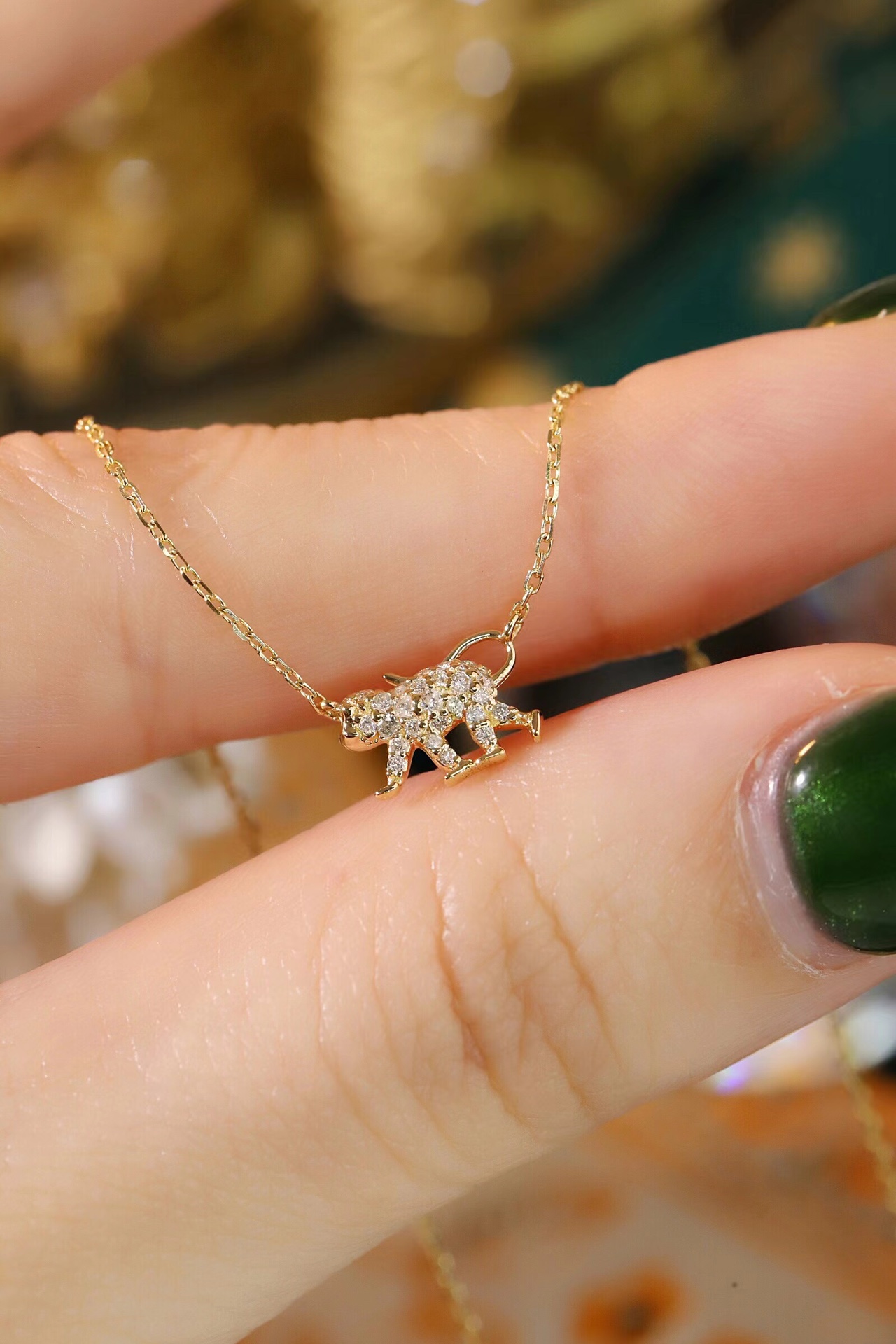 18k Gold Necklace, Chinese Cultural Elements Zodiac Series – Monkey, Natural Diamond 0.12ct Chinese Zodiac