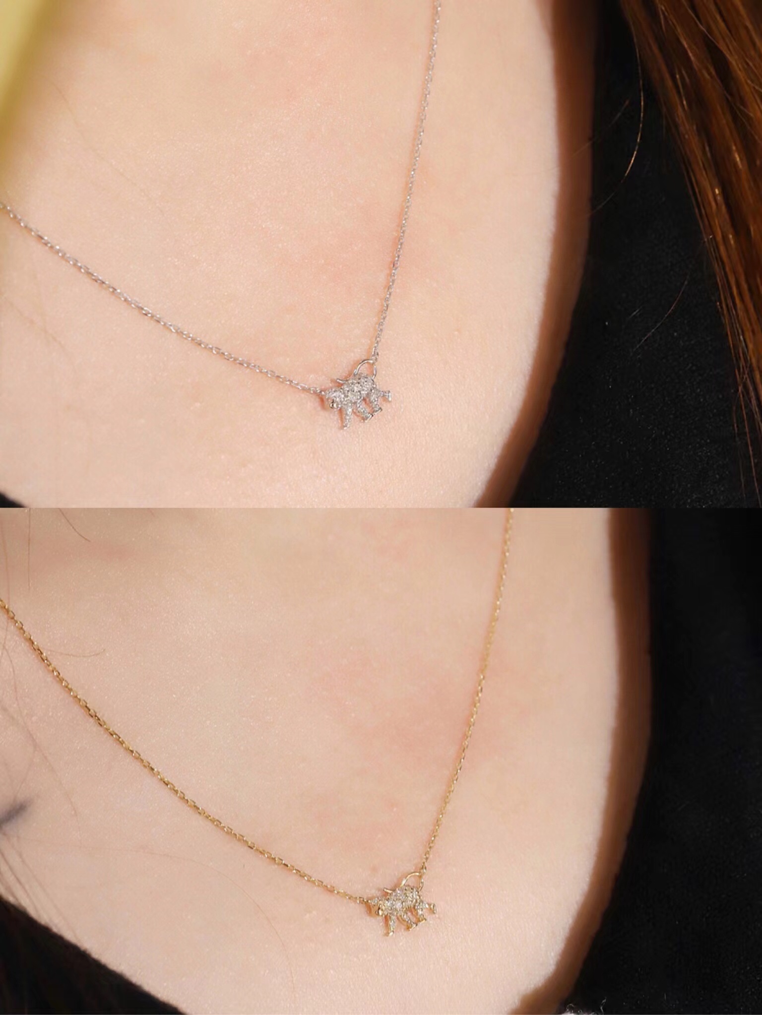 18k Gold Necklace, Chinese Cultural Elements Zodiac Series – Monkey, Natural Diamond 0.12ct Chinese Zodiac