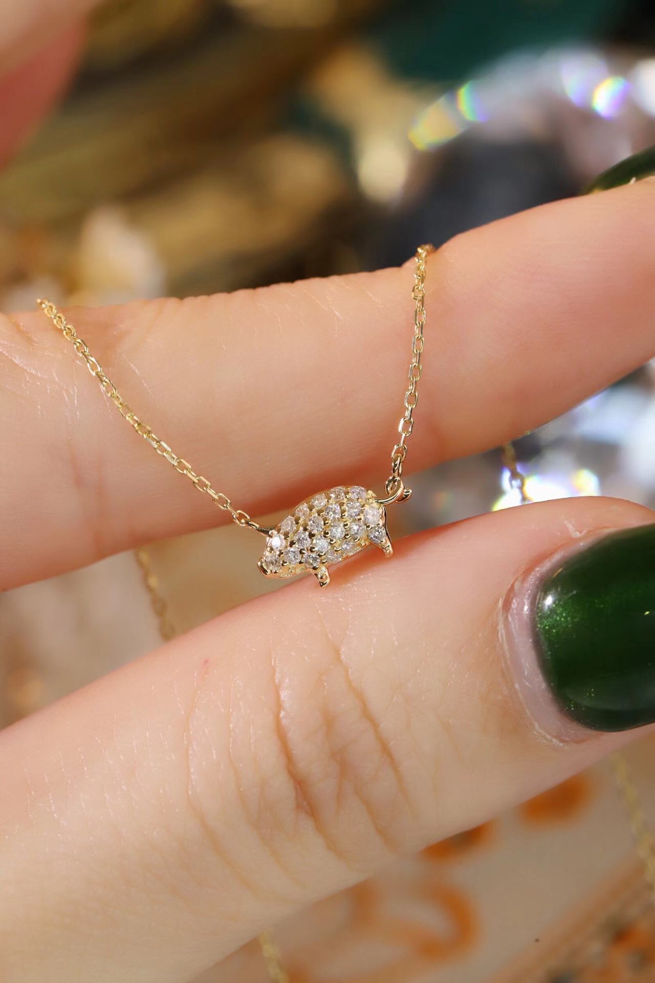 18k Gold Necklace, Chinese Cultural Elements Zodiac Series – Pig, Natural Diamond 0.12ct Chinese Zodiac