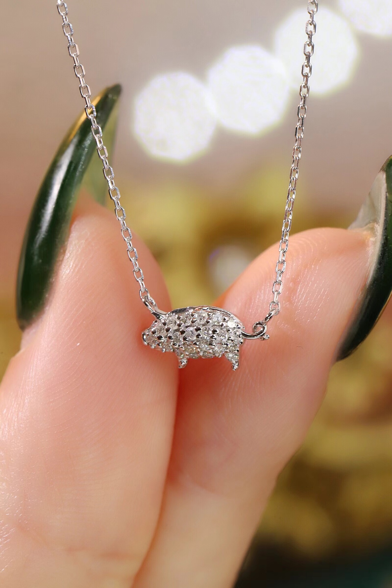 18k Gold Necklace, Chinese Cultural Elements Zodiac Series – Pig, Natural Diamond 0.12ct Chinese Zodiac