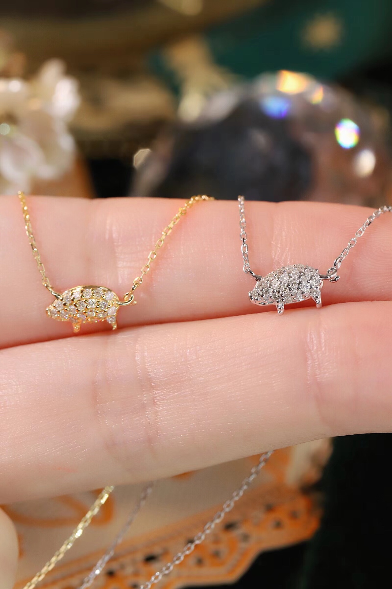 18k Gold Necklace, Chinese Cultural Elements Zodiac Series – Pig, Natural Diamond 0.12ct Chinese Zodiac