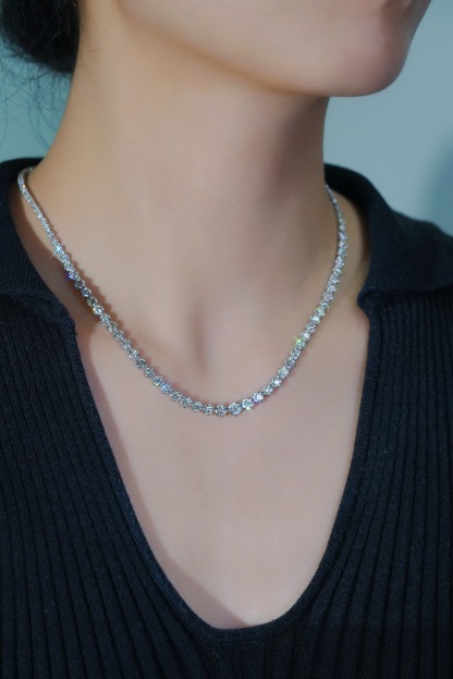 18k Gold Necklace, Luxury Diamond Necklace with Full Circle Setting, Natural Diamonds totaling 7.65ct