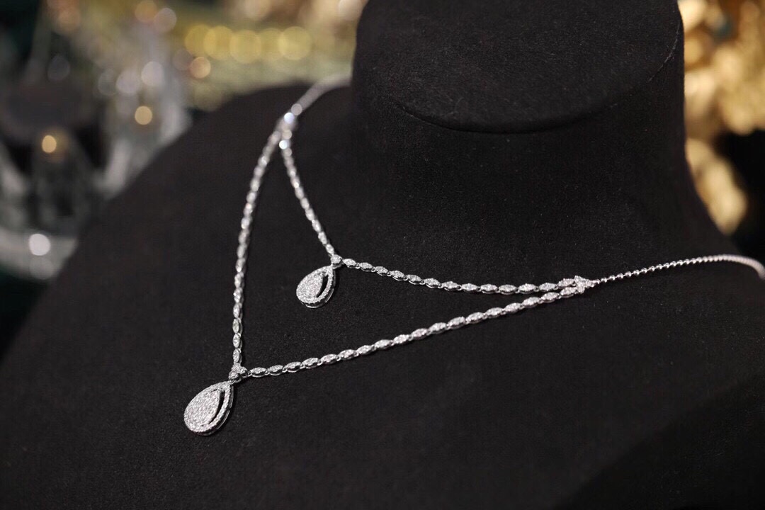 18k gold-plated double-layer necklace with natural diamonds totaling 2.0ct
