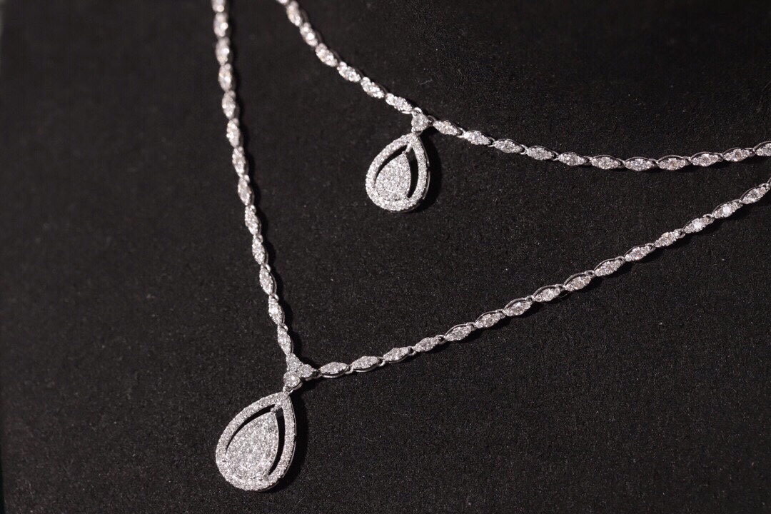 18k gold-plated double-layer necklace with natural diamonds totaling 2.0ct