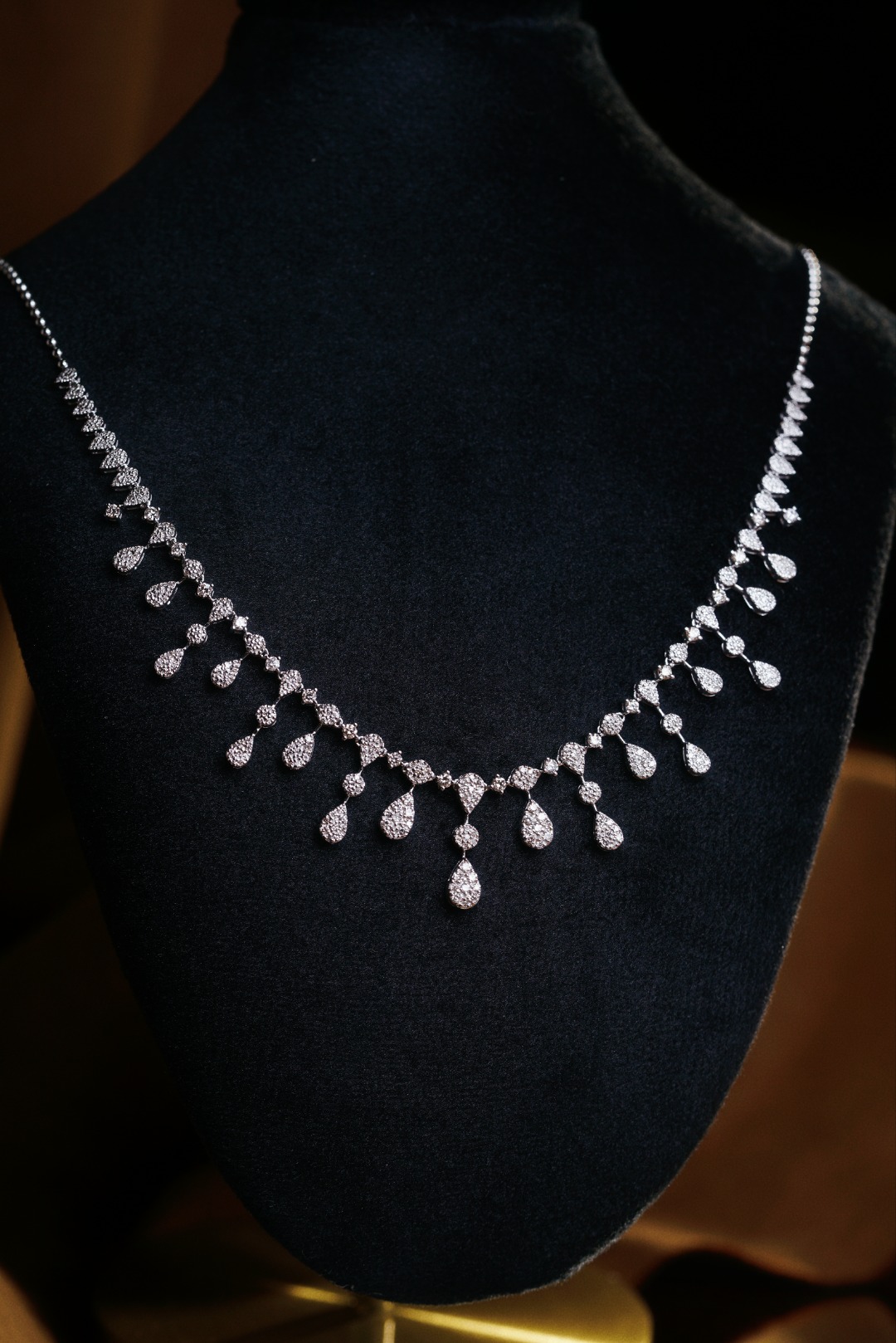 18k Gold Necklace, Luxury Semi-Circle Diamond Necklace with 2.05ct Natural Diamonds