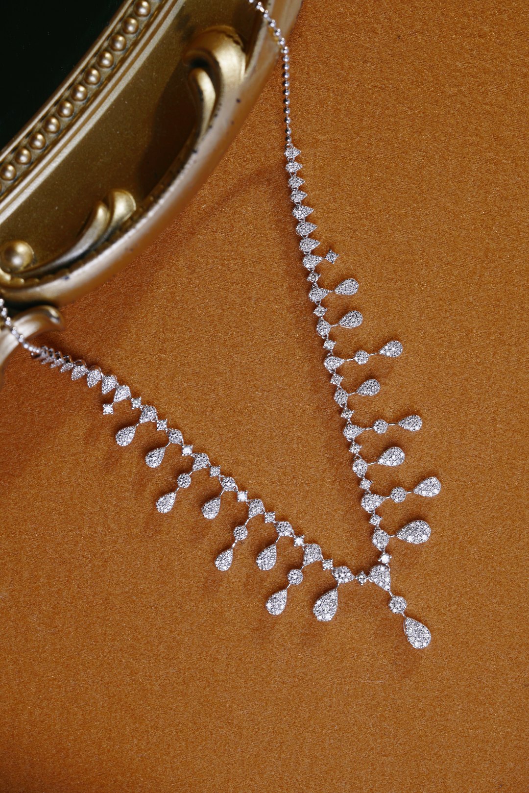 18k Gold Necklace, Luxury Semi-Circle Diamond Necklace with 2.05ct Natural Diamonds