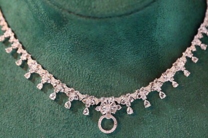 18k Gold Necklace with Luxury Diamond-Set Evening Gown Chain; Natural Diamonds totaling 5ct