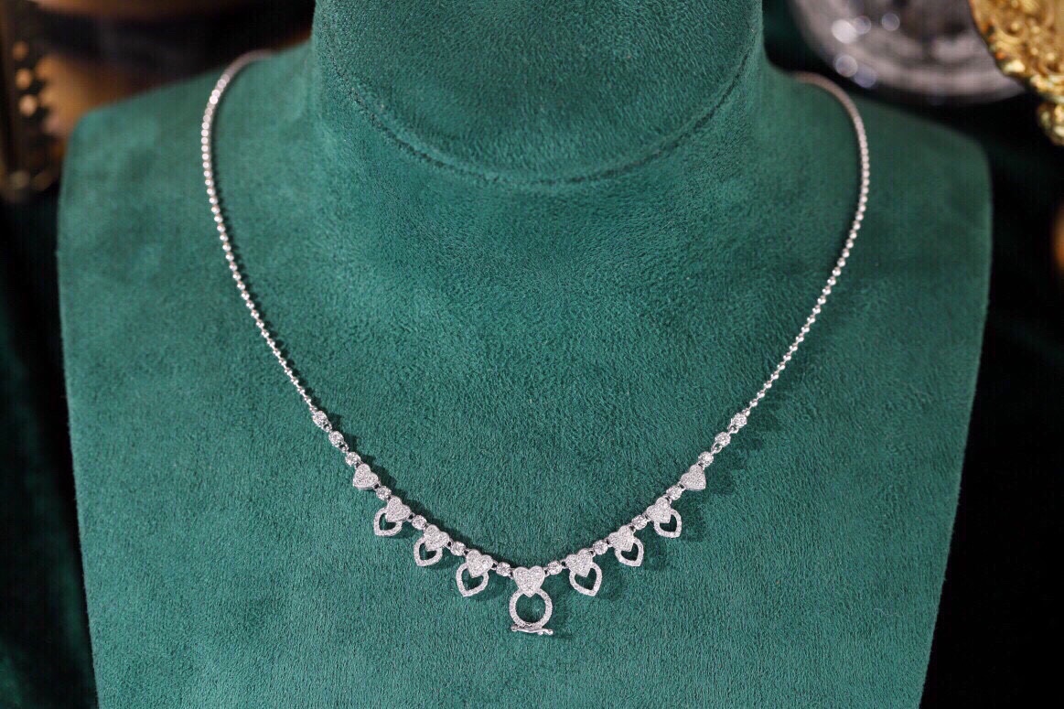 18k Gold Necklace, Luxury Semi-Circle Diamond Necklace with 0.75ct Natural Diamonds