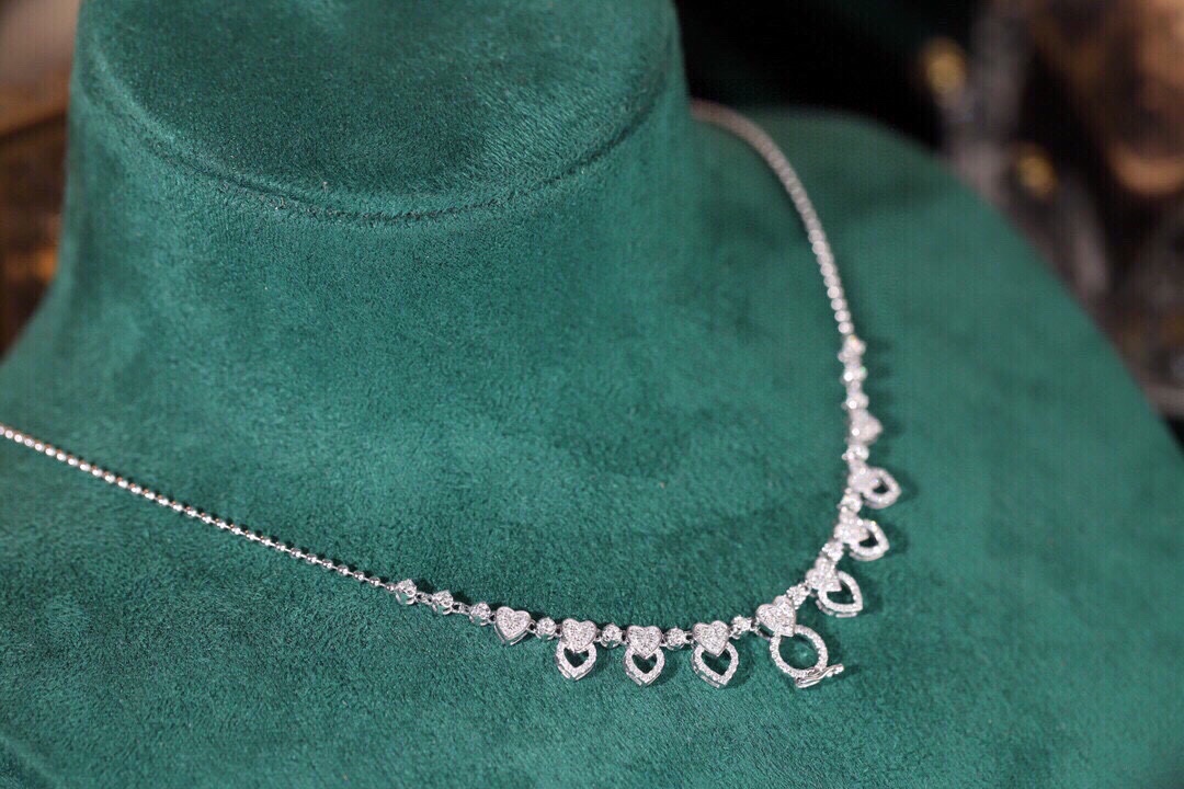 18k Gold Necklace, Luxury Semi-Circle Diamond Necklace with 0.75ct Natural Diamonds