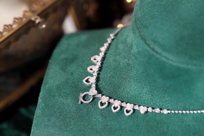 18k Gold Necklace, Luxury Semi-Circle Diamond Necklace with 0.75ct Natural Diamonds