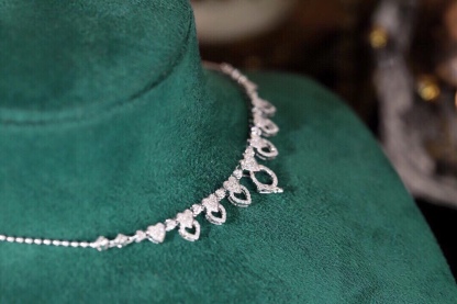 18k Gold Necklace, Luxury Semi-Circle Diamond Necklace with 0.75ct Natural Diamonds